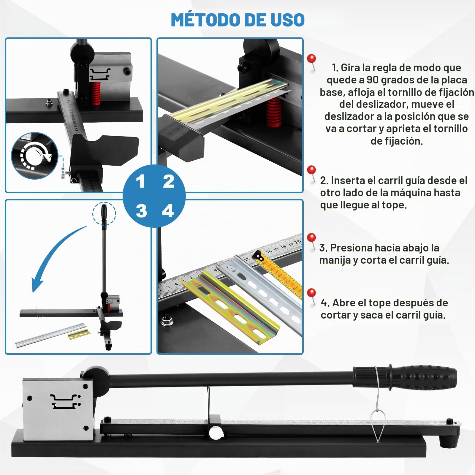 MXBAOHENG Cortador Din Rail Doble Agujero con la regla, 35*7.5 mm Cortadora del Ferrocarril del Agujero del Doble del Cortador de la Guía de Cuenca para carriles de ferrocarril y de aluminio (Negro)