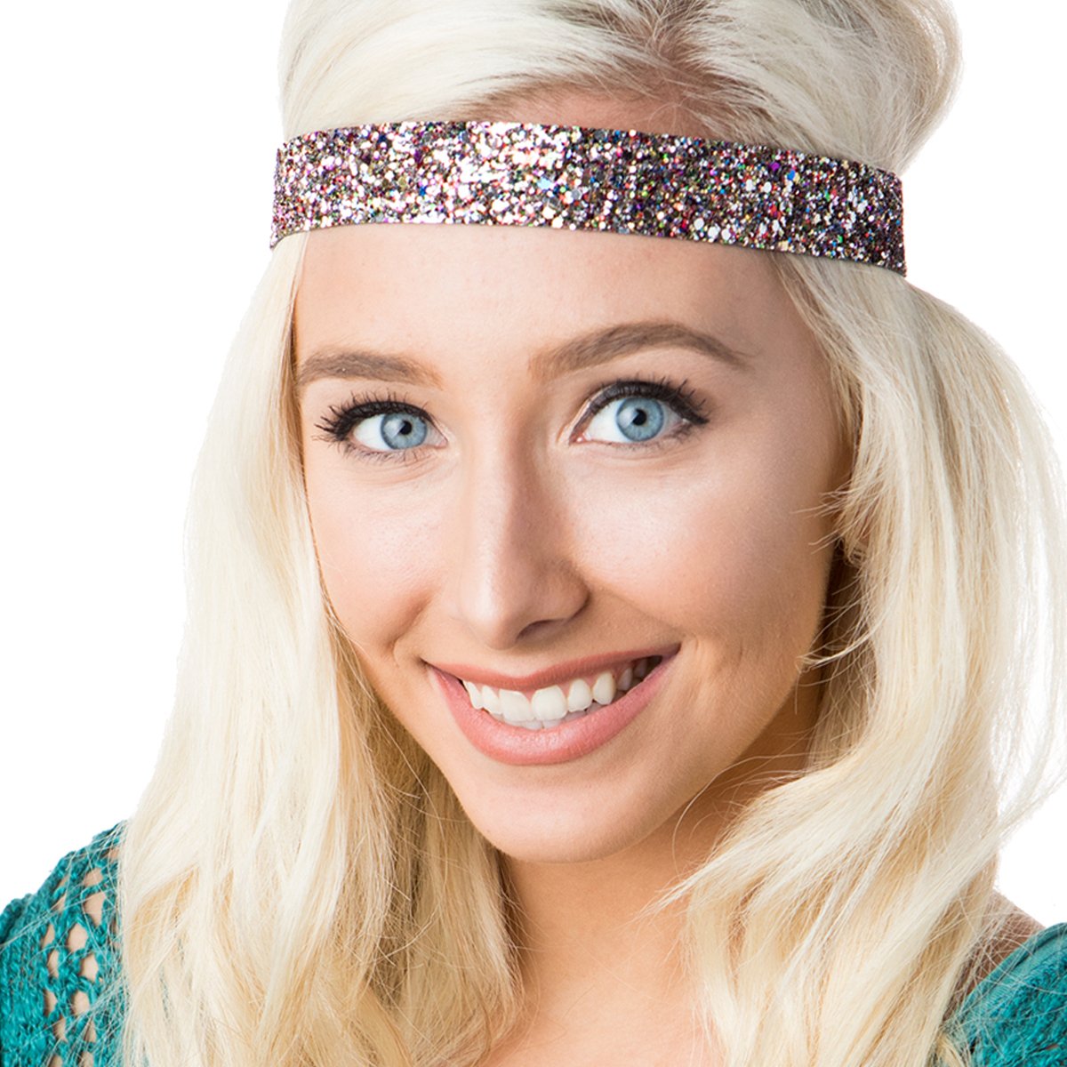Hipsy Plus Size Adjustable No Slip Sparkly Bling Mixed 4pk Headbands for Women Girls & Teens (Bling Glitter Mixed Confetti)