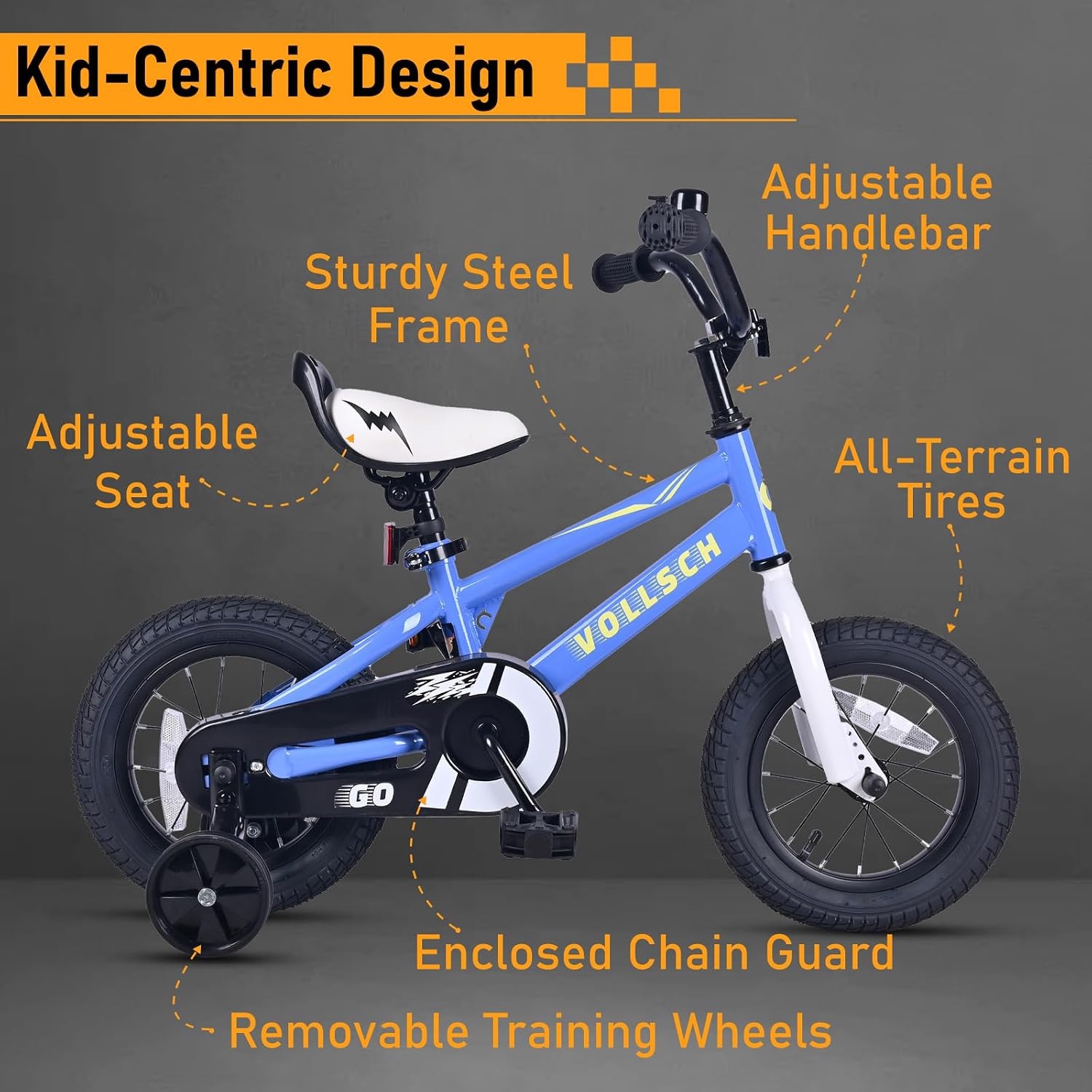 12 14 16 Inch Kids Bike for Ages 2-8 Years Old Boys Girls Toddlers BMX Style Bicycle with Training Wheels & Coaster Brake, Multiple Colors