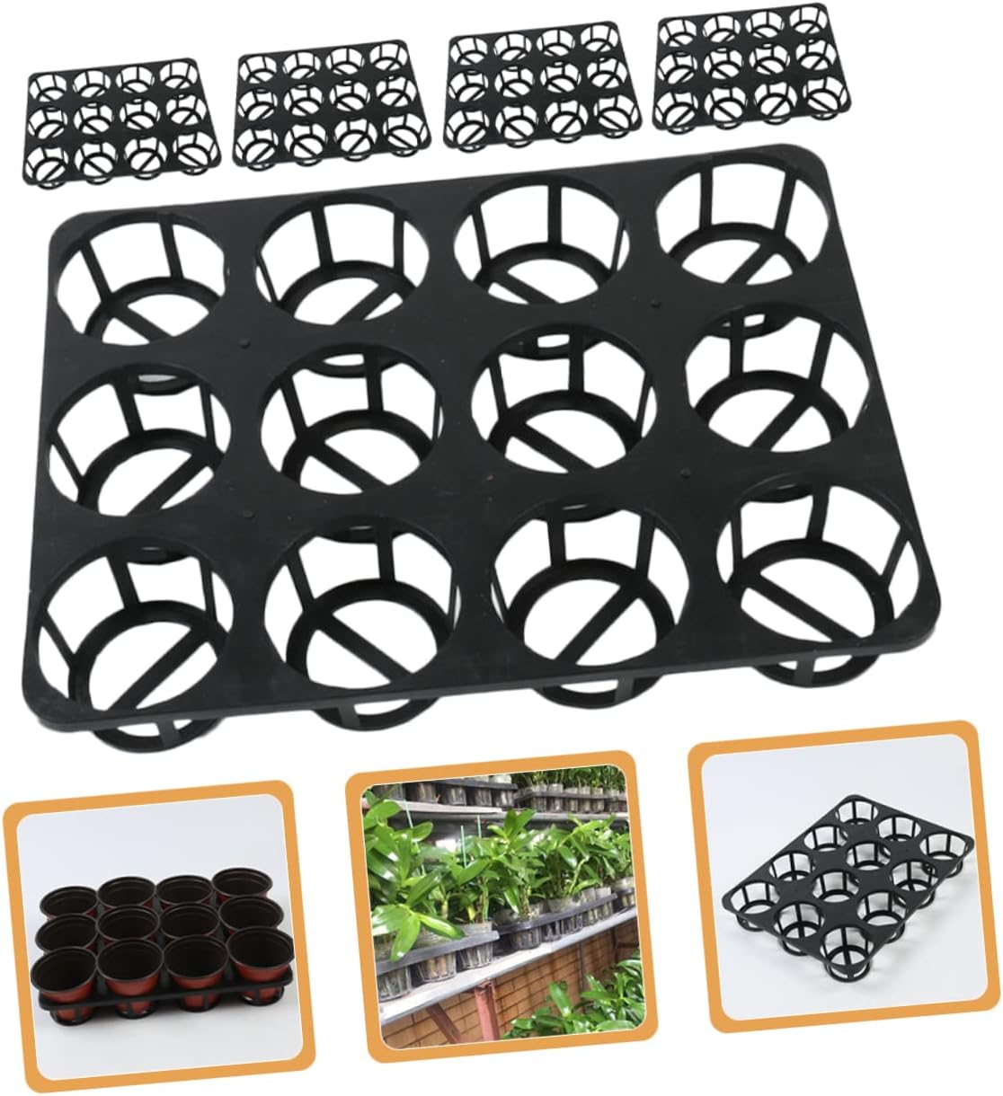 MERRYHAPY 5pcs Round Hole Plant Germination Tray Racks for Nursery Flower Pot Holders for Optimal Plant Growth and Sprouting Environment