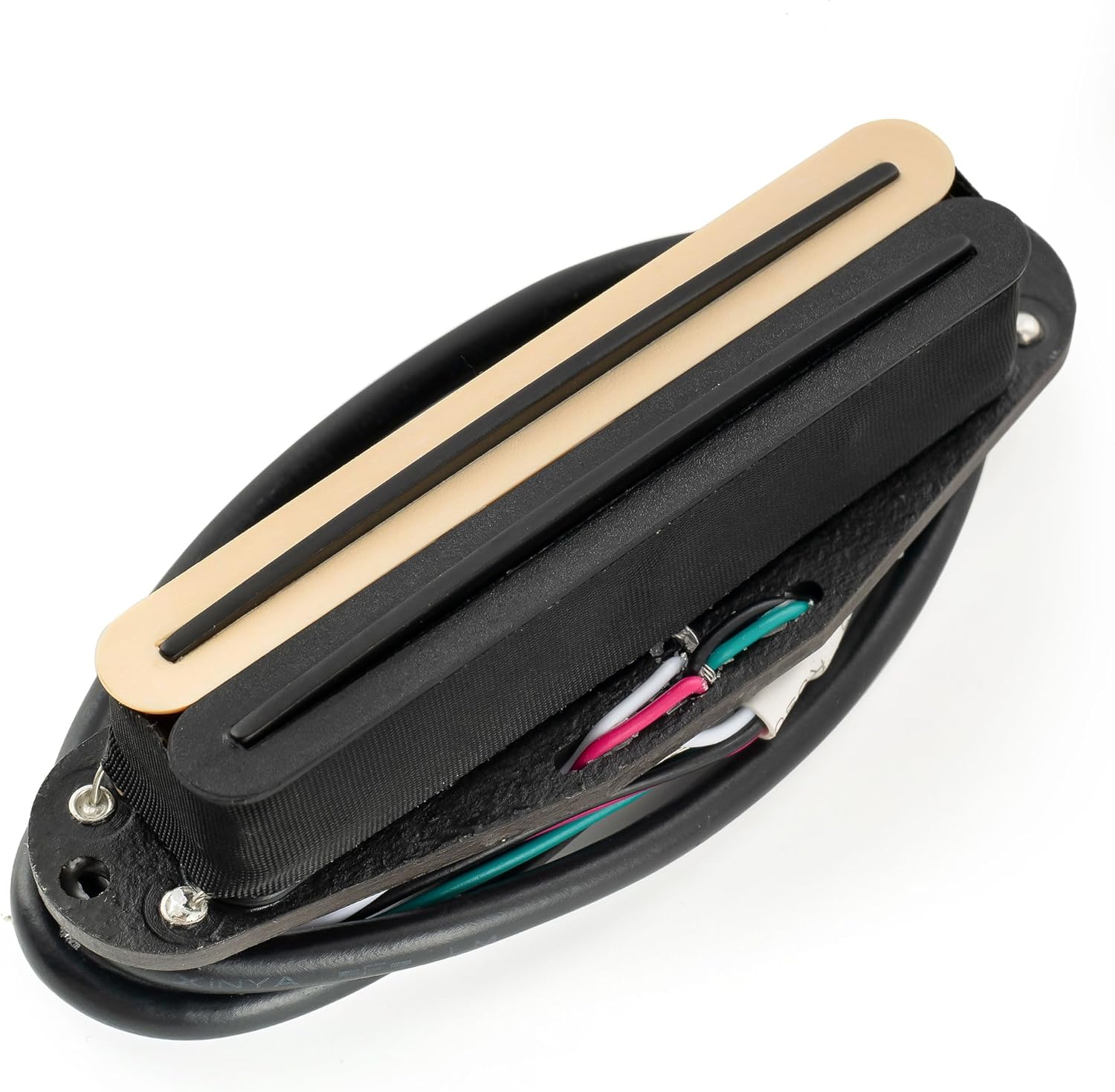 Musiclily Pro ST-DPLA Alnico 5 Dual Single Coil Sized Humbucker Pickup 6.2K for Strat Style Electric Guitar, Zebra Body Black Rail