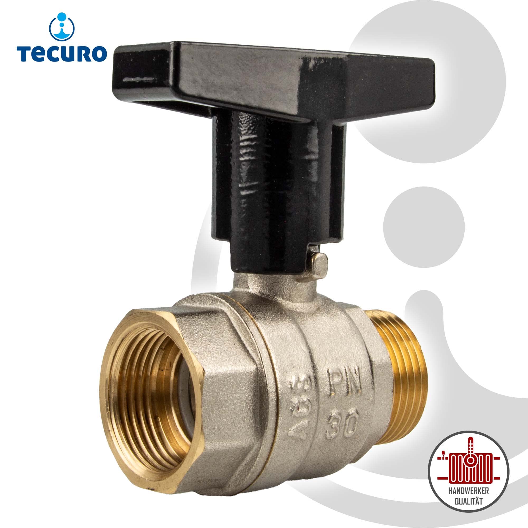 Tecuro Kugelhahn 1 Zoll (DN25) – Messing Vernicke Produktbild-Vorschau 4
