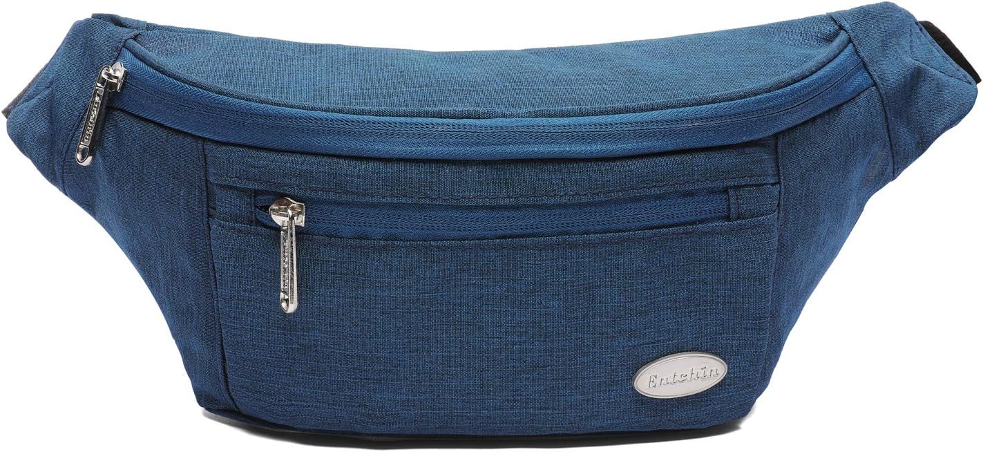 EntchinFanny Pack for Women Men,Crossbody Belt Bag with 4-Zipper Pockets,Adjustable Waist Bag Pack,One of the Most Popular Travel Essential Gifts for Walking,Traveling,Cycling and Shopping, Blue,