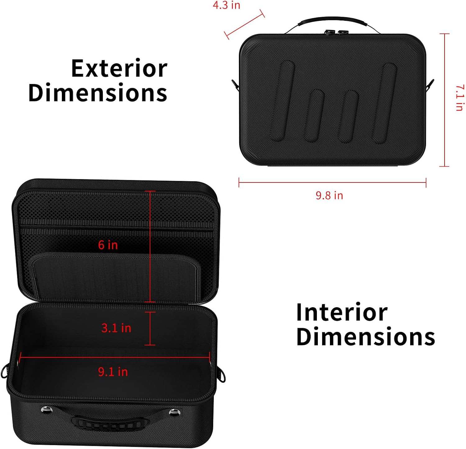 Hard Shell Camera Case Compatible with Canon EOS Rebel T7/R50/R100 and More DSLR & Mirrorless Cameras – Portable Travel Bag with Adjustable Dividers, Mesh Pocket & Shoulder Strap (Black) - Image 5