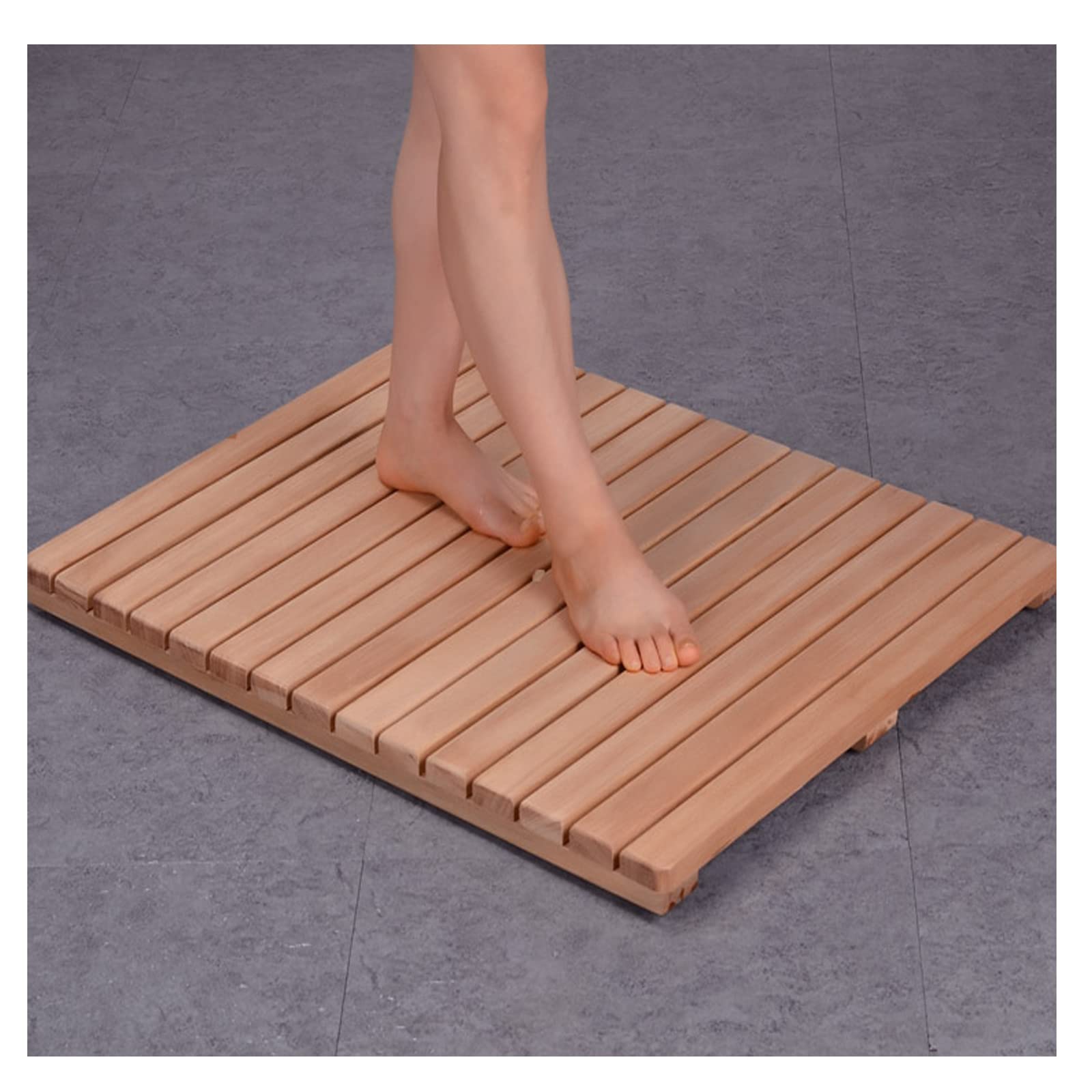 Alfombrilla De Ducha De Madera Natural, Alfombrilla De Ducha De Madera, Alfombrilla De Baño De Bambú Para Ducha, Spa Y Sauna – Alfombrilla De Ducha Natural Antideslizante Personalizable,60x90cm