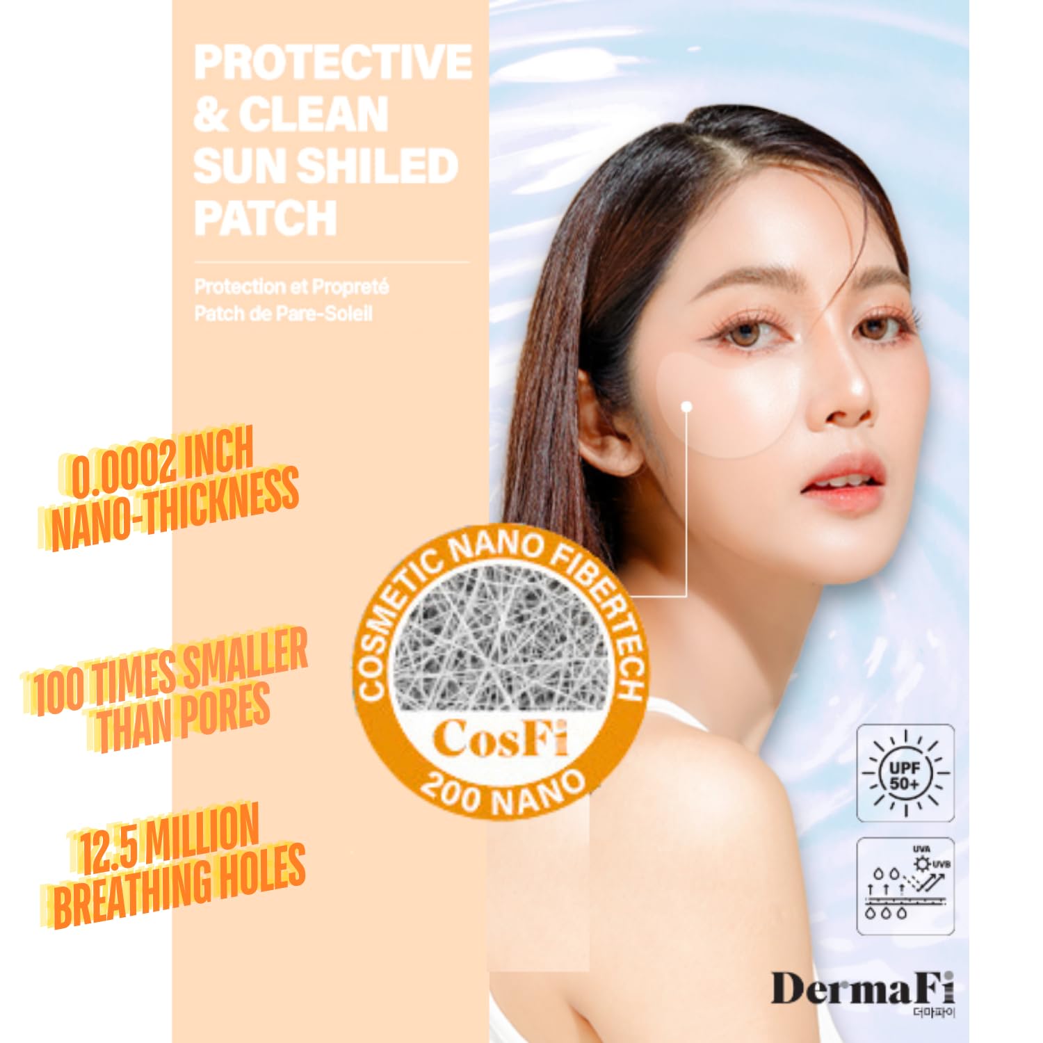 [DermaFi] Protective & Clean Sun UV Shield Patch Breathable and Transparent Patch (0.0002 inches nano-thickness) 1pair* 5pack, Korean Beauty (Adult) - Image 2