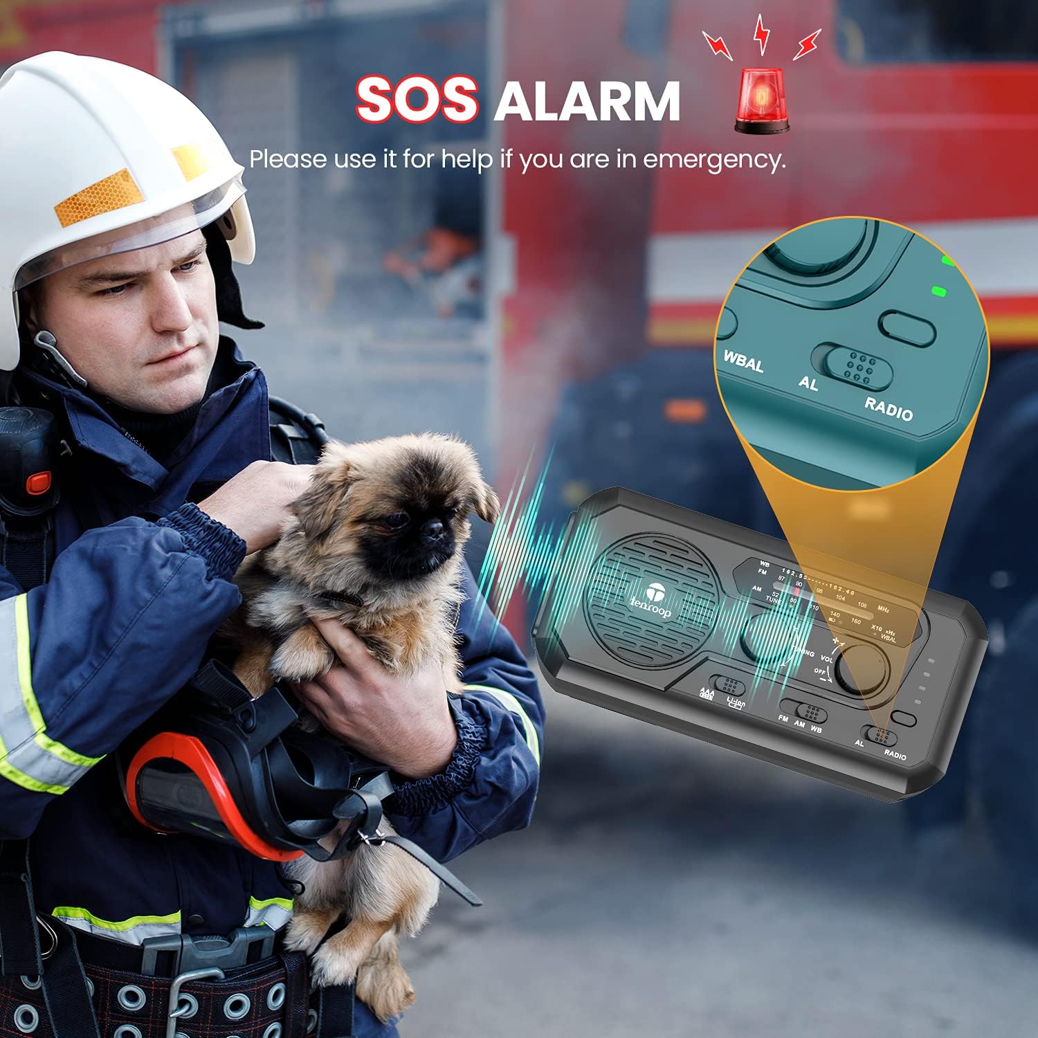 Weather Radio, TENROOP 5000mAh Solar Hand Crank Emergency Radio for Hurricane, 4 Ways Powered AM/FM/NOAA Weather Alert Portable Radio with Flashlight, Reading Lamp, Cell Phone Charger, SOS Alarm-Black : Electronics