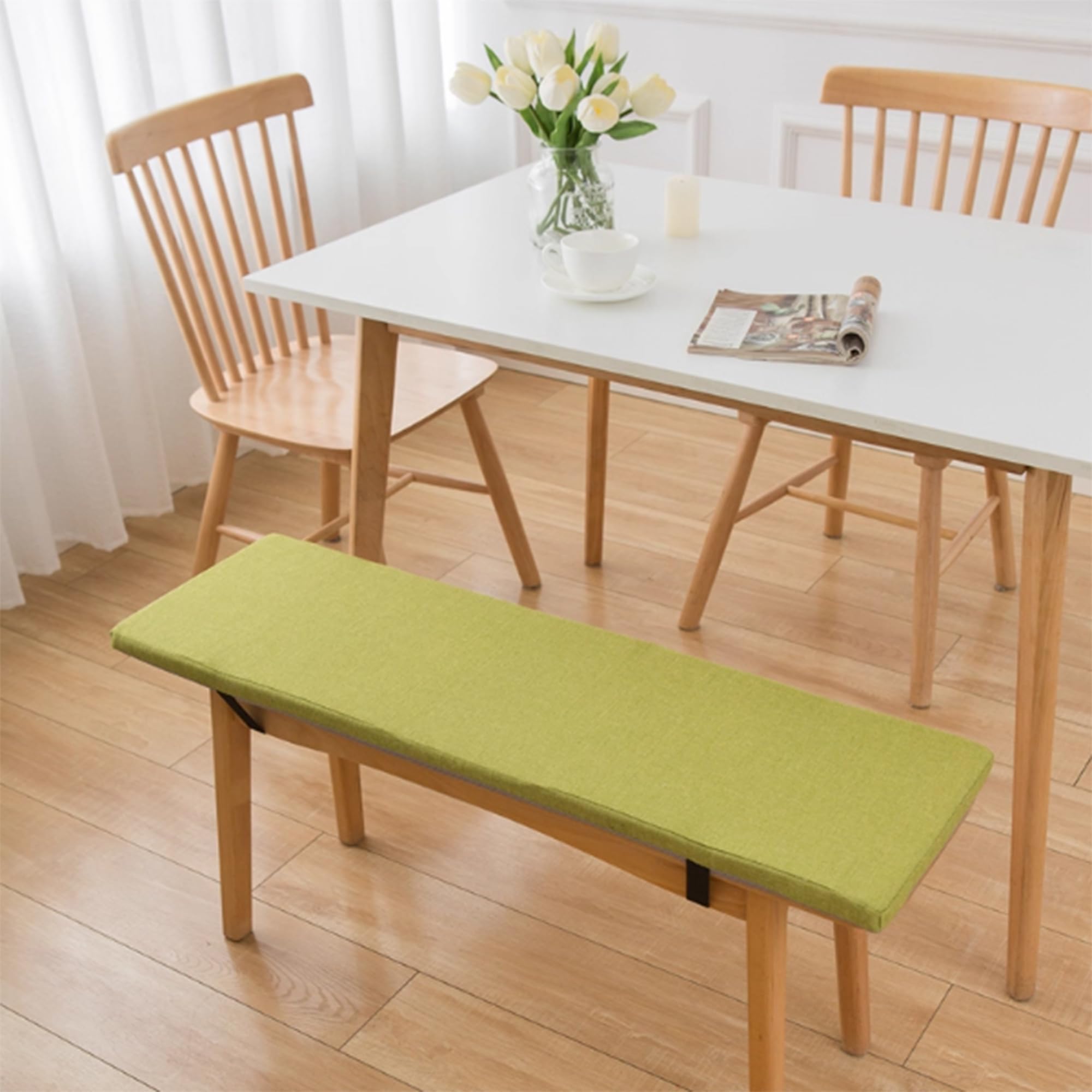 Coussin de chaise confortable vert pour canapé salle à manger et banc de terrasse 80x35