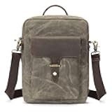 Vintage Waxed Canvas Messenger Bag for Men & Women, Lightweight Crossbody Sling Bag with Genuine Leather Work Satchel