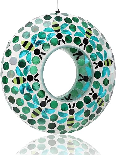 Miniatura 16 de Yinns Comederos de vidrio para pájaros colgantes en el exterior, comedero para pájaros con forma redonda solar para decoración de jardín de patio