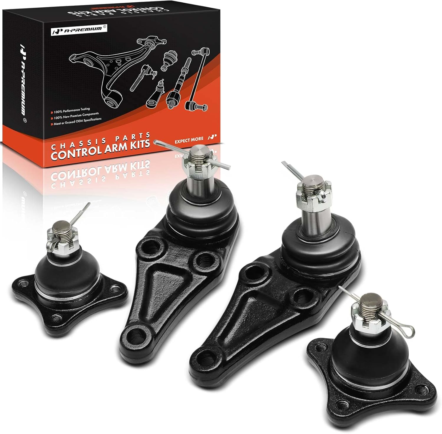 A-Premium Set of 4, Front Upper and Lower Ball Joints Kit, Compatible with Mitsubishi Montero 2001 2002 2003 2004 2005 2006