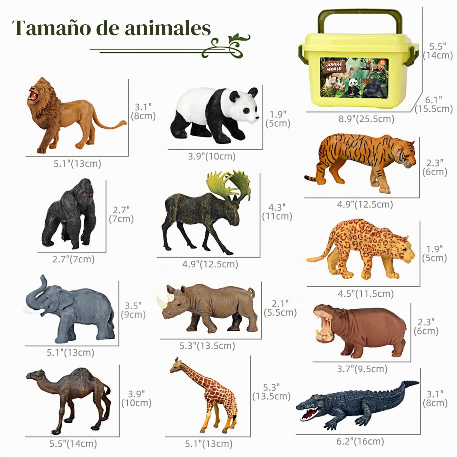 Mini Tudou Juguetes Animales Safari Figuras, 12 Piezas Jumbo Salvaje Figuritas, Zoo Africano Juego de Animal con León, Elefante, Jirafa, Plástico Animales Juguetes Didácticos para Niños y Niñas