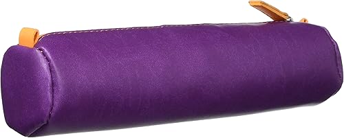 Miniatura 3 de Rhodia 318990C - Estuche redondo Rhodiarama morado, 8.5 x 2.2 in, costuras color naranja auténtico, interior de jersey marfil, piel sintética,