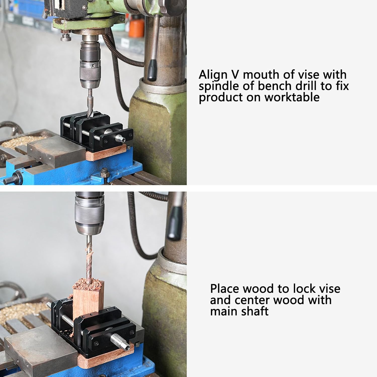 Luqeeg Self Centered Woodworking Vise, Aluminum Alloy Carpenter Tools, Clear Scales Bench Vise Bench Cente Hole Puncher Tool with Handle for Most Milling & Drilling Machines