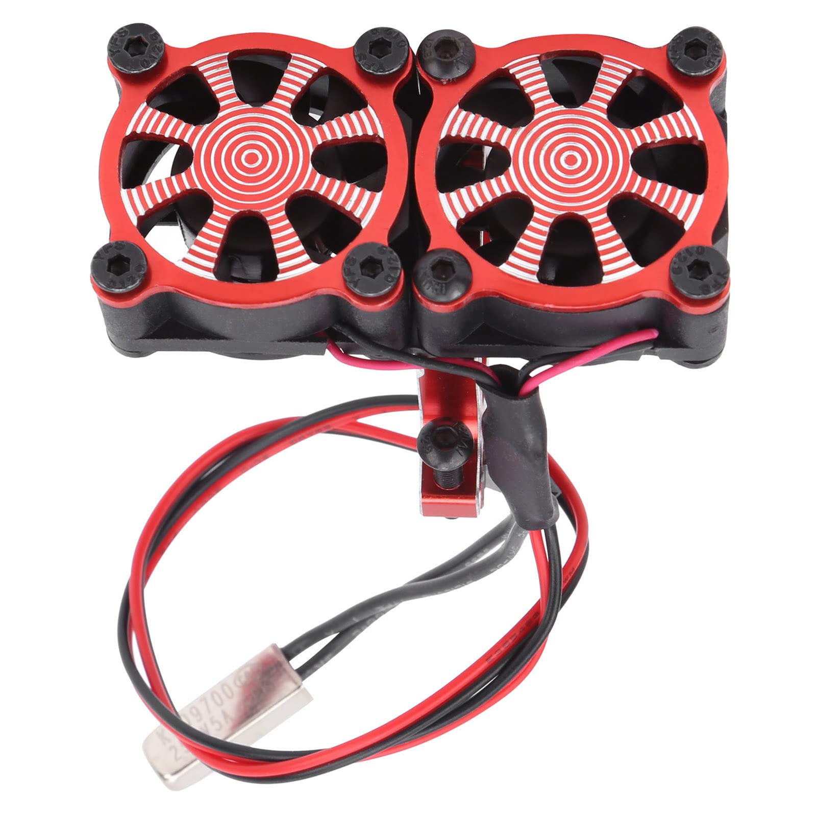 Dissipateur de Chaleur en Aluminium avec Double Turbo Pèche de Chaleur Ventilateurs de Refroidissement de Moteur électrique RC pour Moteur de Voiture RC 1/10 36mm(Rouge)