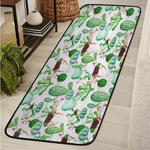Cute Camels Cactus Area Rug Soft Non-Slip Farmhouse Carpet Washable Kitchen Runnner Rugs Modern Floor Mat for Hallway Entryway Living Room Bedroom