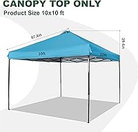 Vista 2 de SCOCANOPY Parte superior de repuesto con ventilación de aire para marco de toldo de 10x10, SOLO cubierta de toldo, (Turquesa)