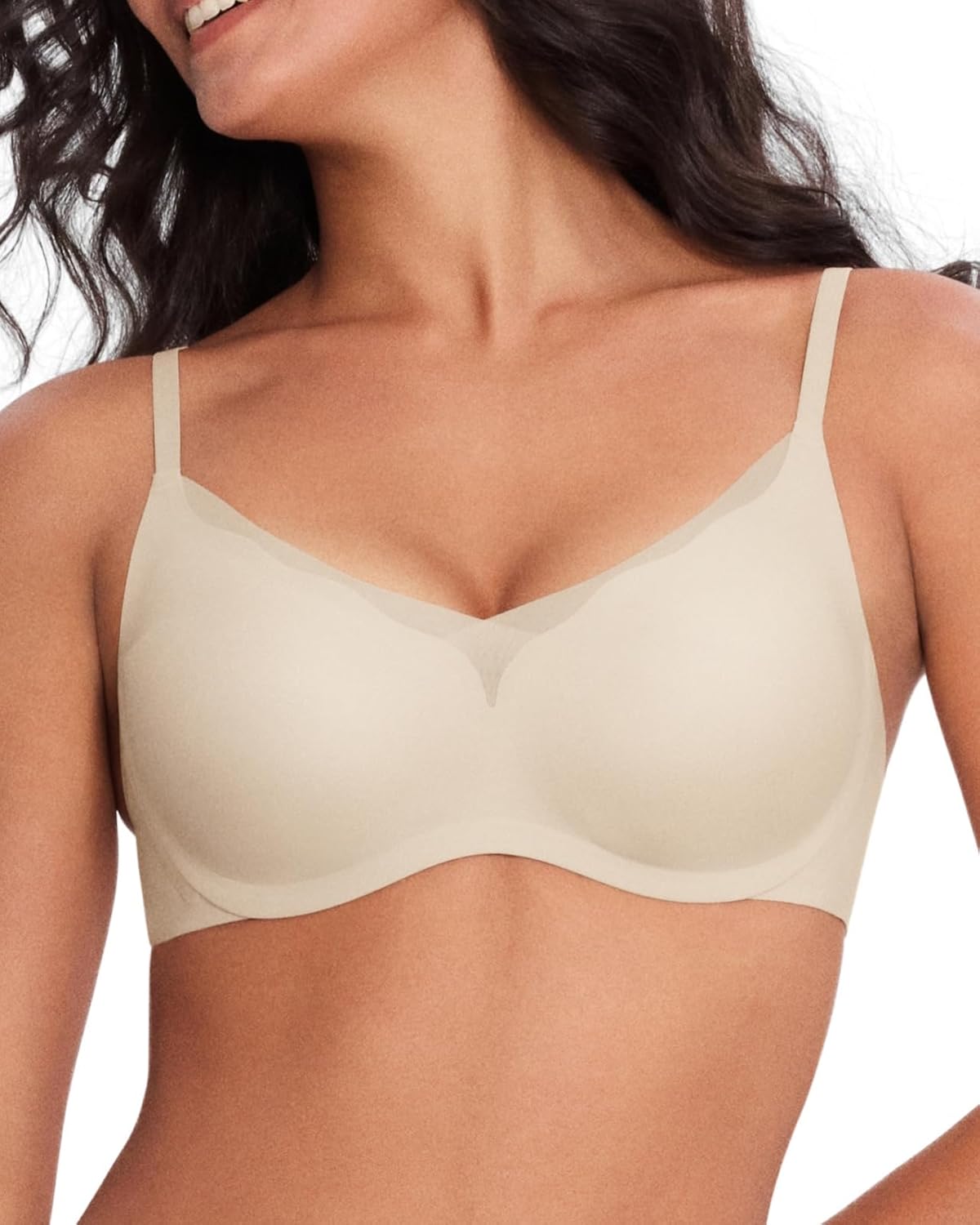 V Neck Mesh Supportive Bra, Seamless Push up Bra no Underwire, Comfortable Bralette for Women