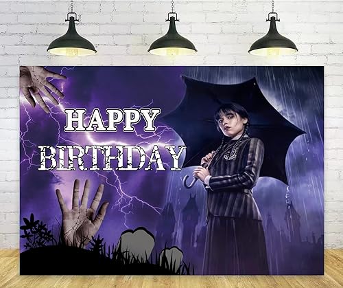 Decoración de fiesta de cumpleaños para niños, decoración de fiesta de miércoles para niños, pancarta de feliz cumpleaños, fondo de fotos de fiesta