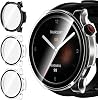 ivoler Pack of 3 Hard PC Case with Glass Screen Protector for Amazfit Balance Full Coverage Protective Case Ultra Thin Scratch-Resistant Protective Case 2 Transparent + 1 Black