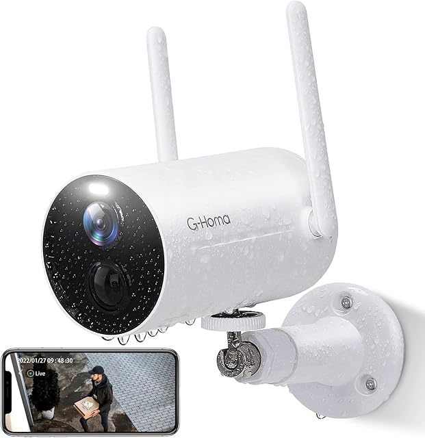 Wireless Security Camera Outdoor Battery Operated - G-Homa 1080P CCTV Camera System with Colorful Night Vision, 2.4G WiFi, Spotlight, Siren Alarm, Motion Detection, 2-Way Audio, SD/Cloud, IP65
