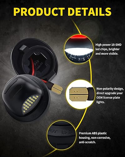 Miniatura 3 de Asgohme Luces LED blancas para placa de matrícula con tubo de neón OLED rojo para parachoques trasero conjunto de lámpara de repuesto compatible con