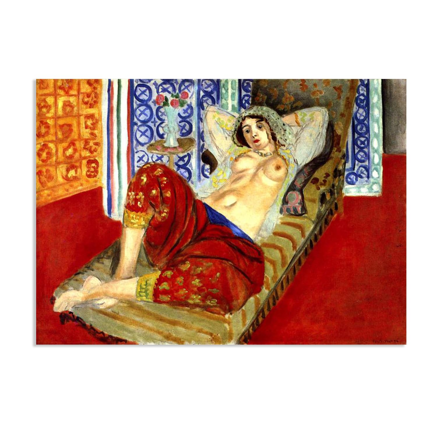 MYCGGDGH Henri Matisse Painting Reproduction Odalisque with Red Culottes Henri Matisse abstract art canvas wall reproductions classic poster for living room Bathroom Office 85x60cm(33x24in) poster