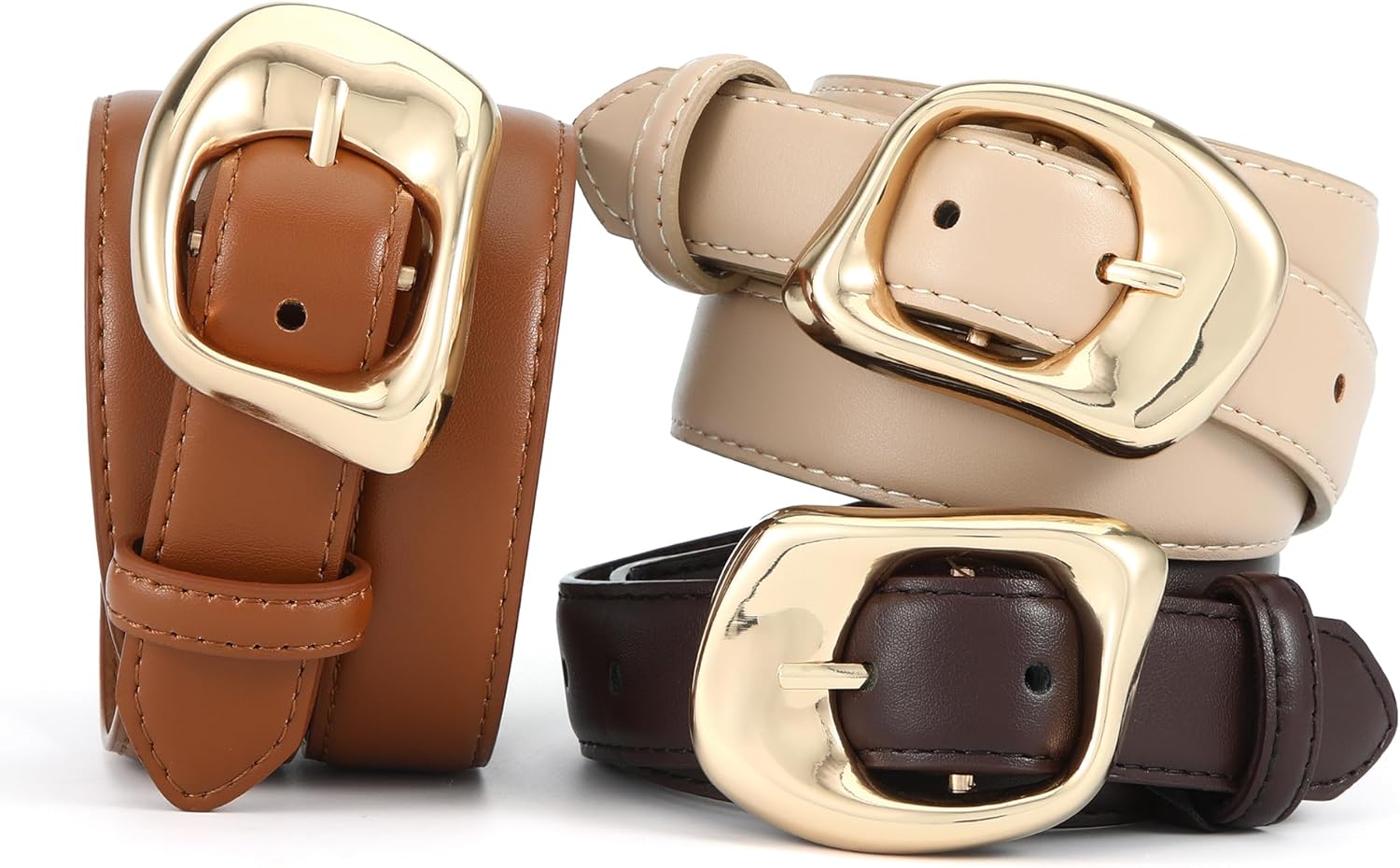 HOTWILL Women Belt with Gold Buckle Ladies Fashion Faux Leather Waist Belt for Jeans Pants - Image 7