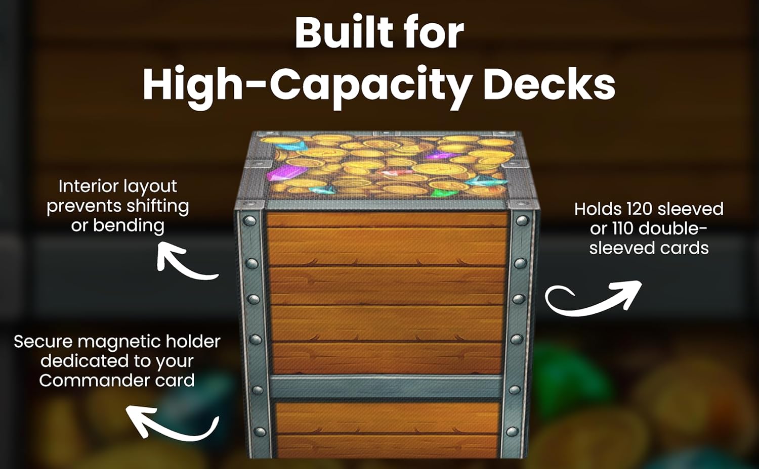 (Treasure Chest) 100+ Card Custom Art TCG/MTG Commander Deck Box With Storage