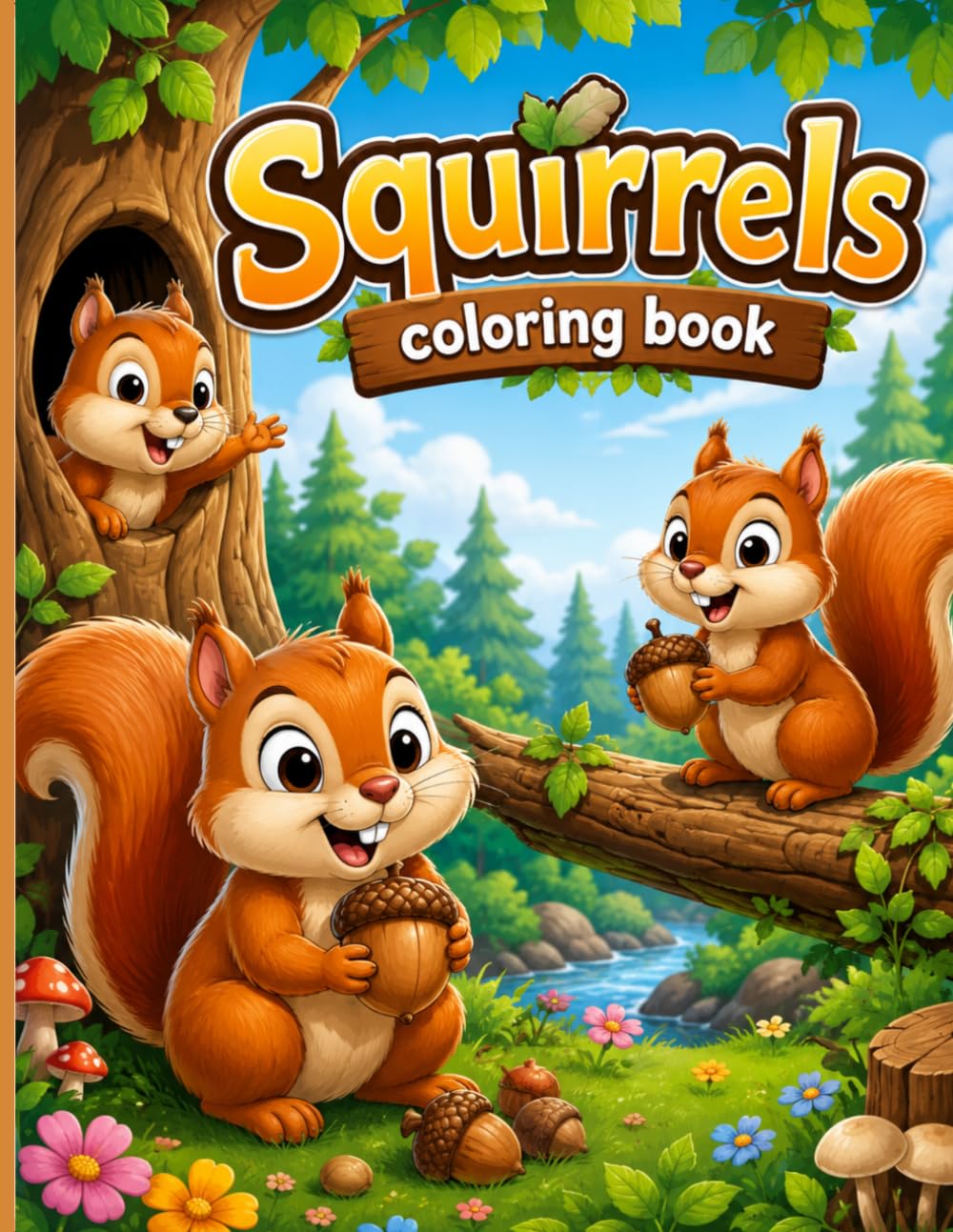 Squirrel Coloring Book: Fun and Adorable Forest Squirrels for Kids Ages 3–8