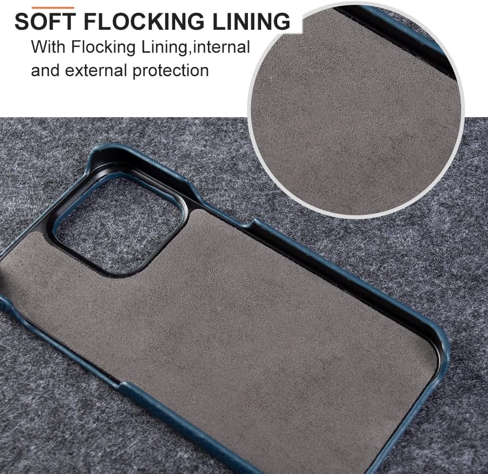 Case for iPhone 16 Pro Max/16 Pro/16 Plus/16, Genuine Leather Slim Protective Cover Anti-Scratch Microfiber Lining Shockproof Case,Orange,16 Pro Max