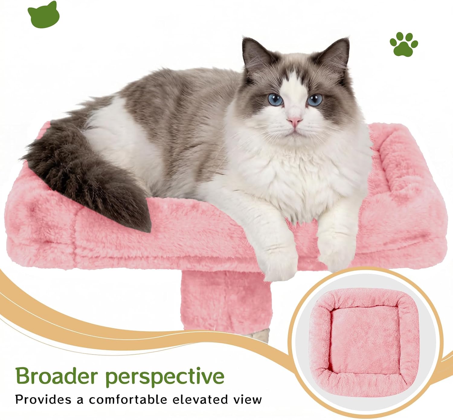 Multi-Level Cat Tree with 2 Cozy Condos, 89" Tall Cat Tower for Large Cats, Heavy Duty, Scratch Posts & Perches (Pink) image 5