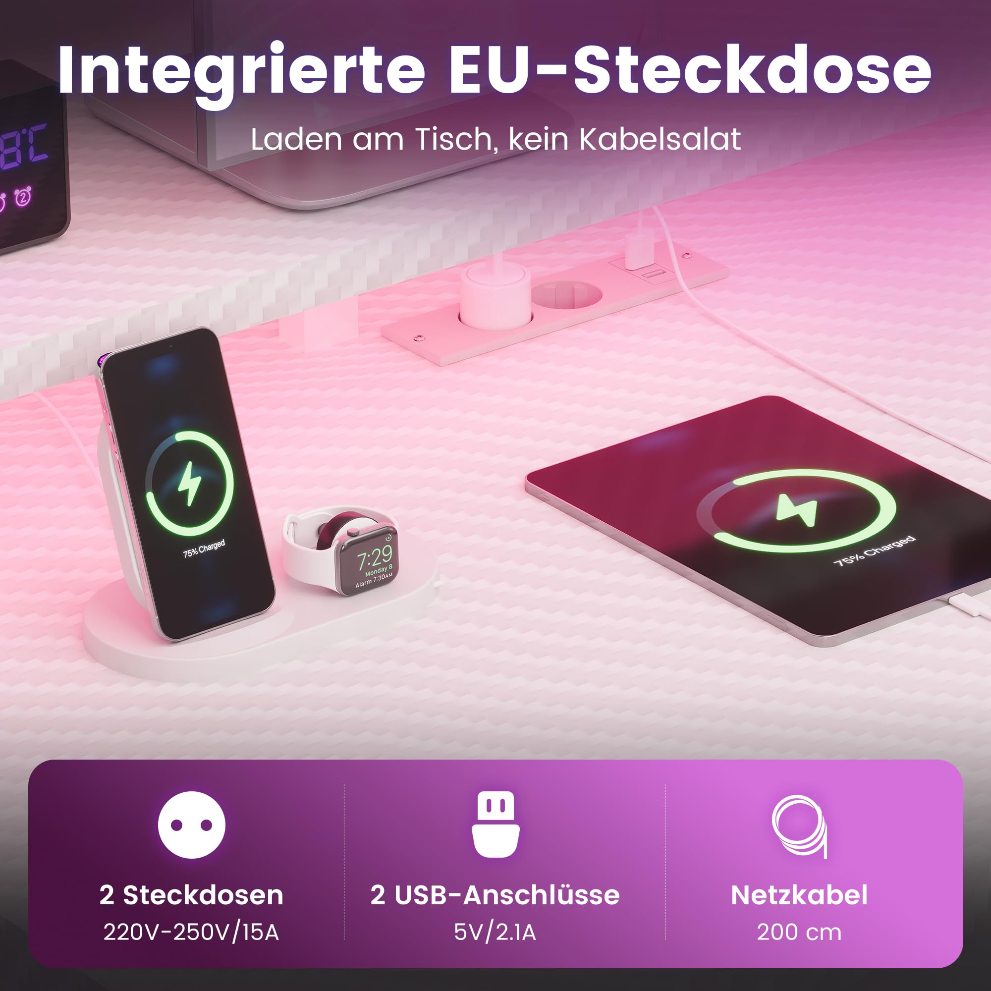 YOUDENOVA Biurko gamingowe z szufladami i regałem, 130 x 48 cm, stół gamingowy z diodami LED, gniazdkiem elektrycznym i USB, biurko komputerowe ze stojakiem na monitor, półką i uchwytem na słuchawki
