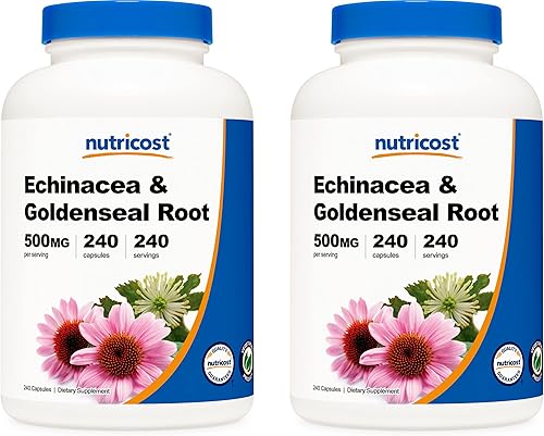 Nutricost Echinacea & Raíz de sello dorado, 500 mg, 240 cápsulas (2 botellas) Cápsulas vegetarianas, sin OMG, sin gluten