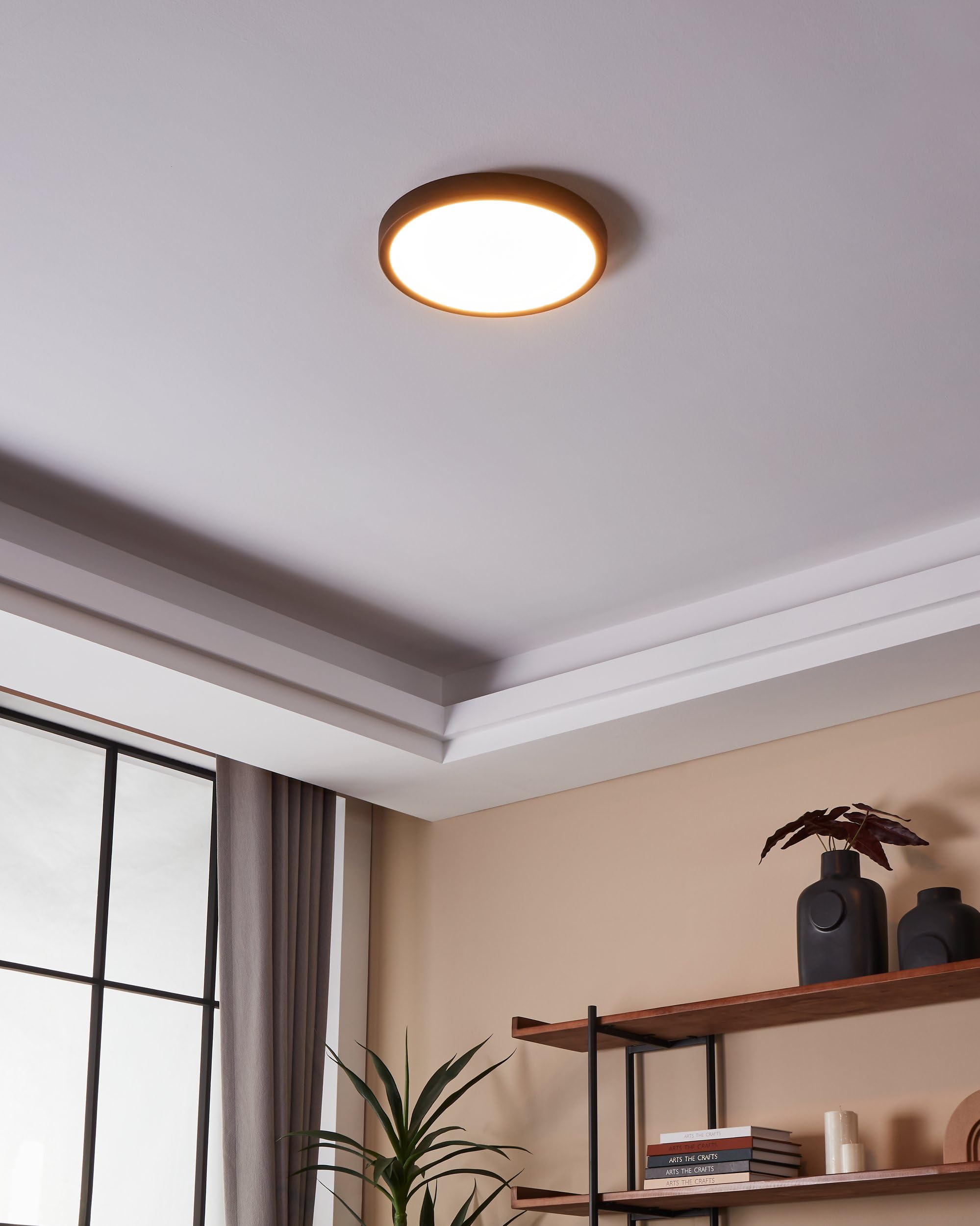 EGLO connect.z Smart-Home LED Bad-Deckenlampe Fueva-Z, Ø 28,5 cm, ZigBee | App und Sprachsteuerung Alexa, Lichtfarbe (warmweiß-kaltweiß), dimmbar, Alu Aufbauleuchte schwarz, IP44