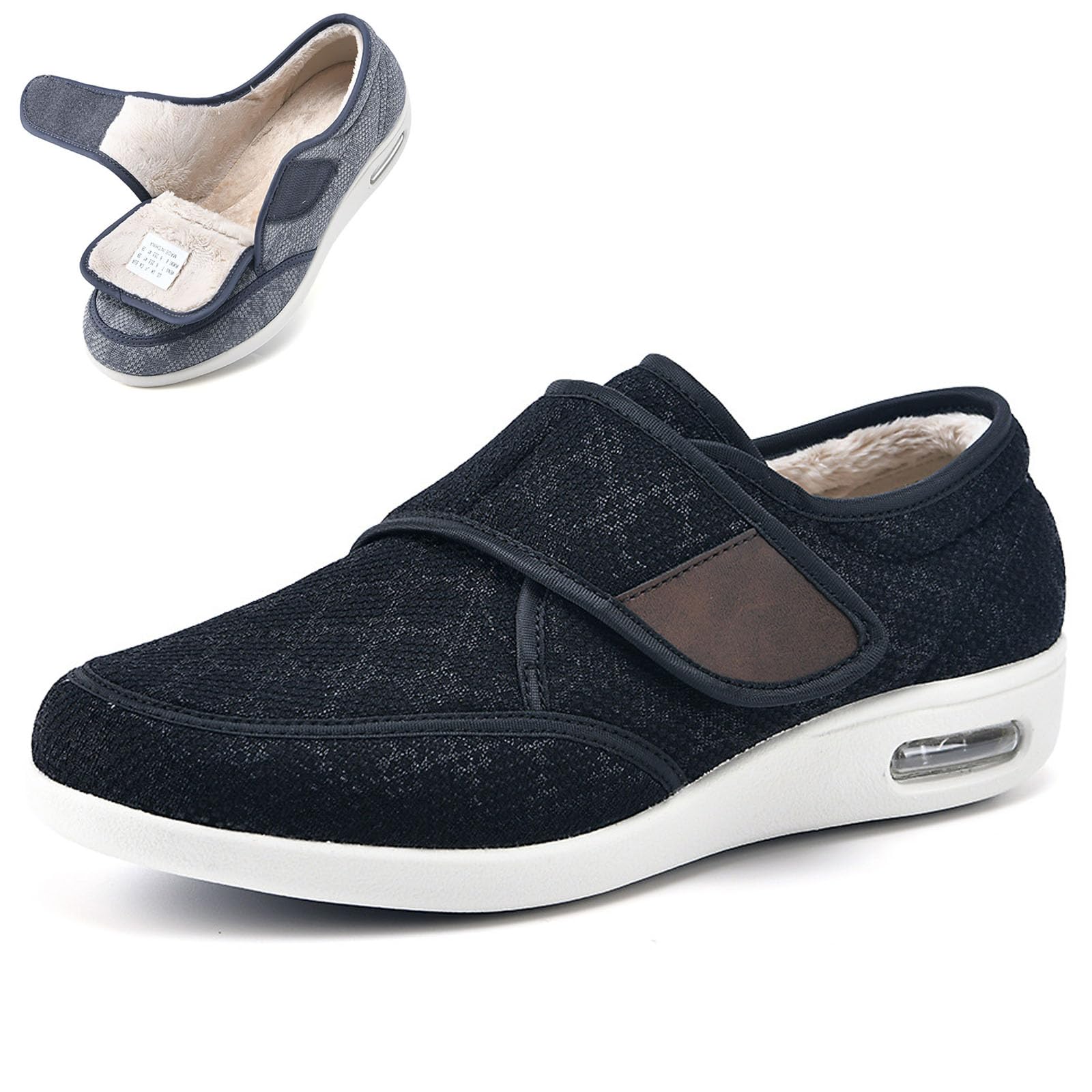bumuam Zapatos para diabéticos para pies hinchados,Ajustable Zapatos Turgente Pies Pantufla, Anciano Cómodo Botas, Diabético Obesidad Zapatillas EU 46(30cm/11.8in)