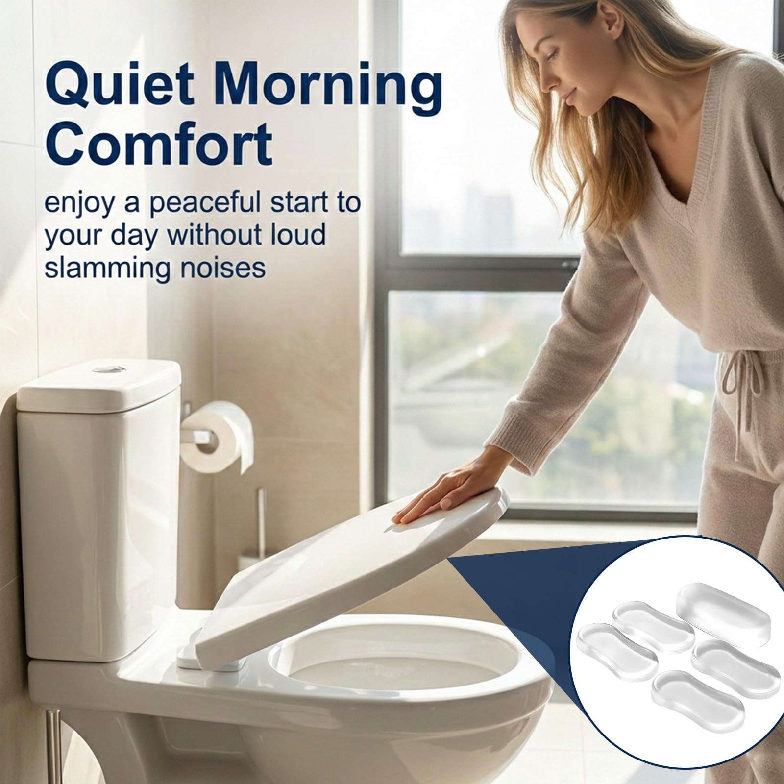 5 Pcs Amortiguadores Para Asiento De Wc, Asiento Inodoro, Topes Para Tapa De Inodoro, Bisagras Tapa Wc, Amortiguador Tapa Wc, Gomas Autoadhesivas,Repuestos Para Tapa De Wc, Reduce Ruido, Blanco - 3