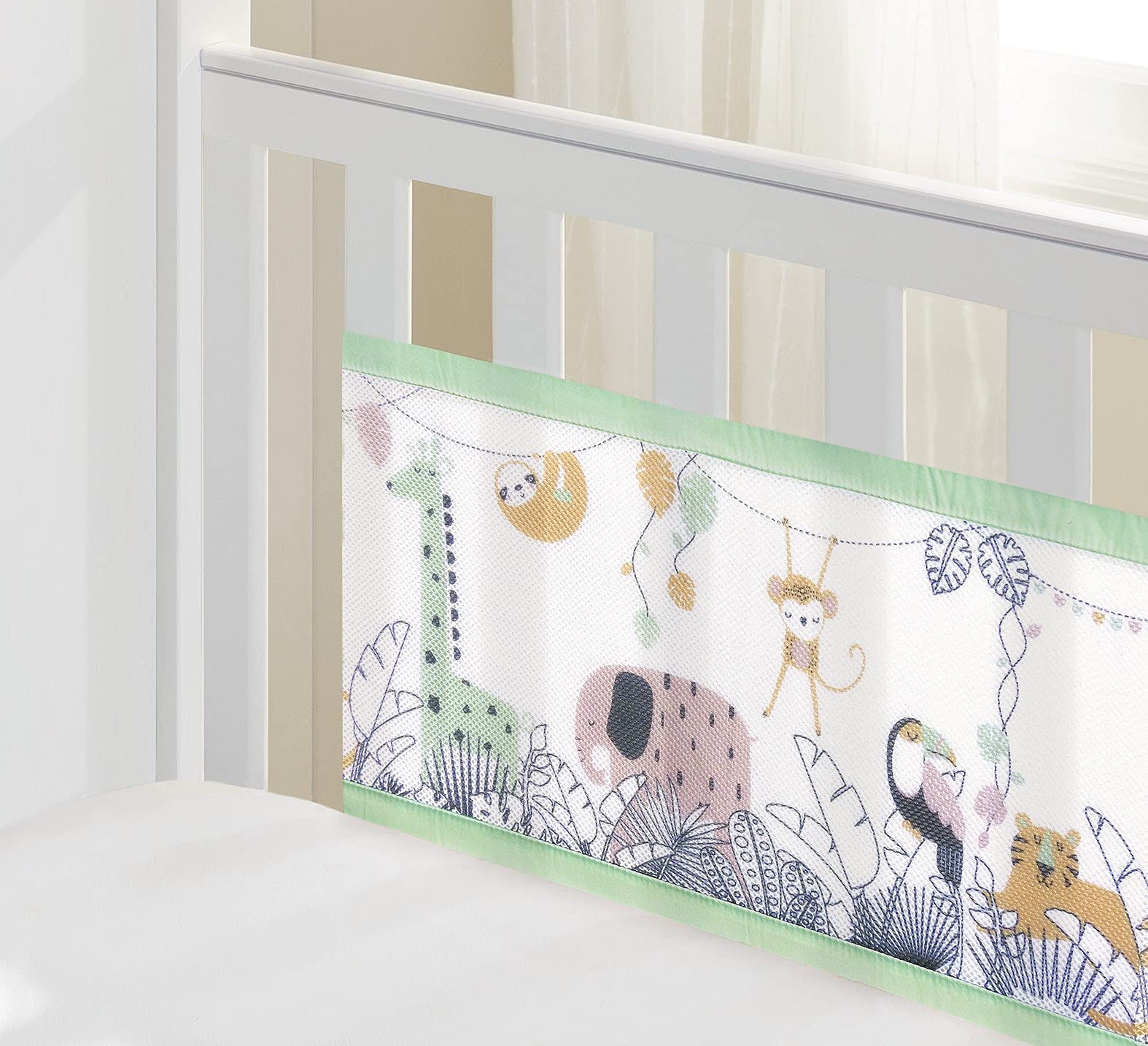 BreathableBaby, Doublure Classique en Maille Respirante de 3 mm pour berceaux avec Matelas de 120 x 60 cm ou 140 x 70 cm, forêt Tropicale, Couvre 2 côtés, Alternative Non rembourrée à Une Couche,