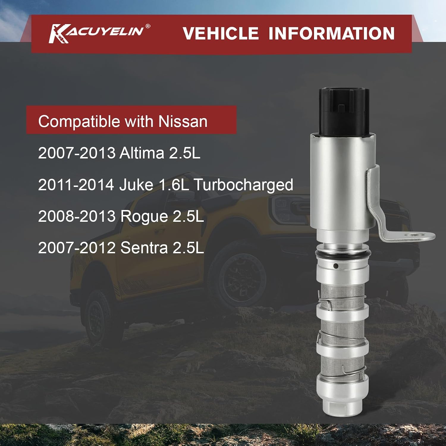 916881 Engine Variable Valve Timing VVT Solenoid Oil Control Valve Solenoid Compatible with Nissan Altima Rogue Juke Sentra 2007-2014 Replace#23796JA00A 1PCS