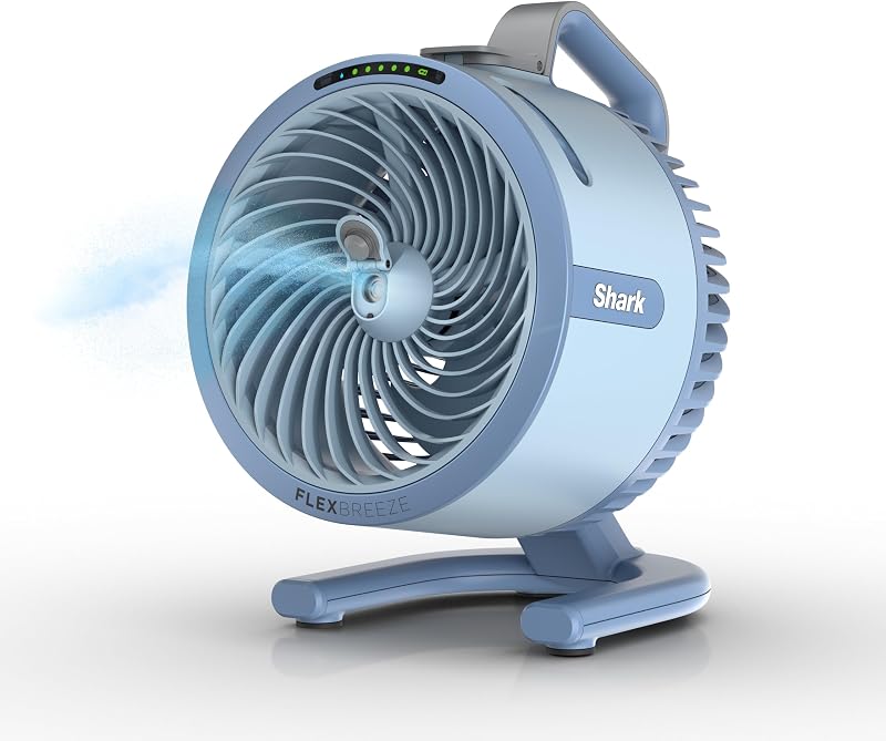 FlexBreeze HydroGo Pro Portable Misting Fan, Sky, FA056BL | Corded/Cordless, Indoor + Outdoor Mist, Lowers Temps up to 5°, up to 29-Hr Battery, up to 70 Ft of Power, 5 Speeds