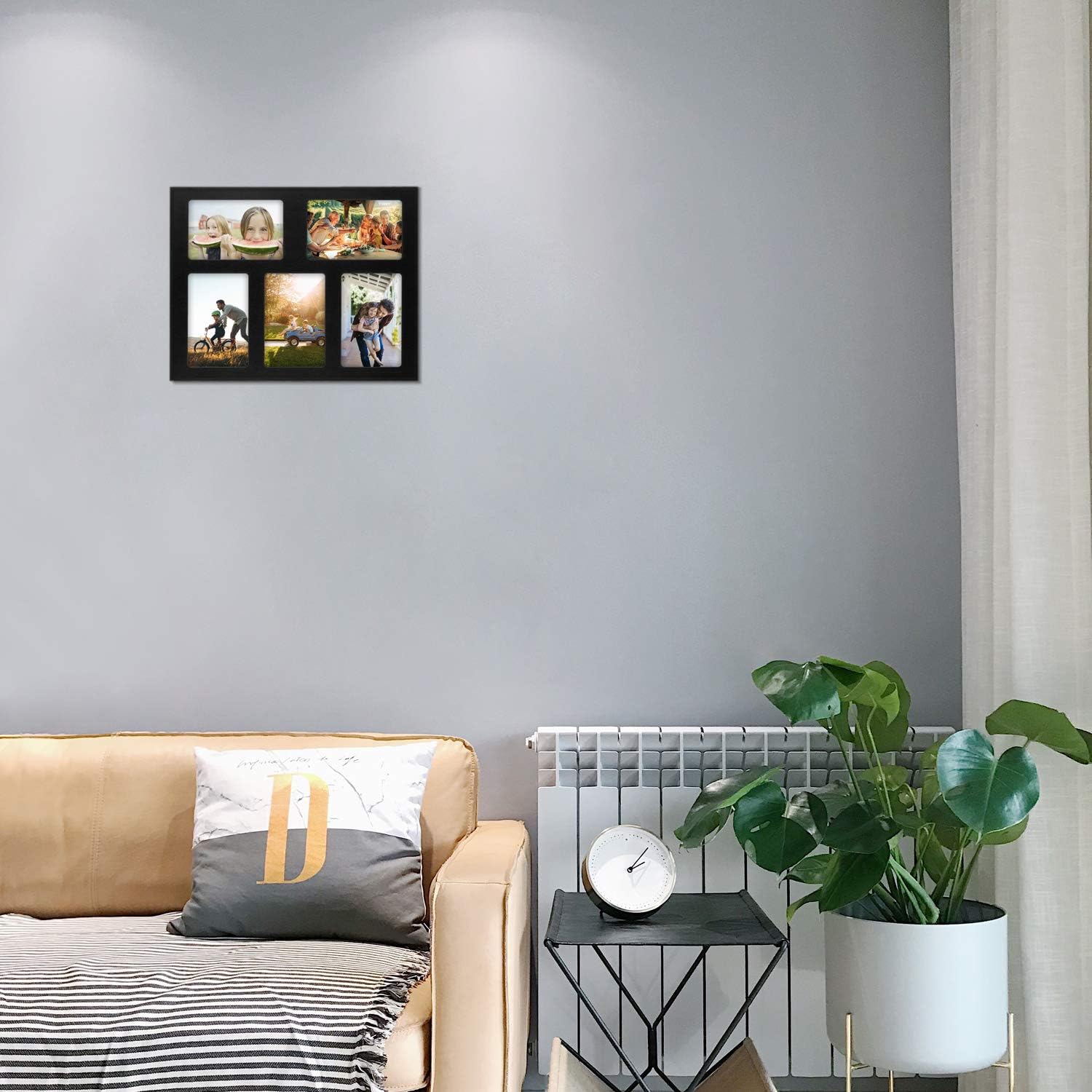 ONE WALL 11x14 Inch Multi Collage Picture Frame 5-Opening Black Wood Frame for Multiple Photos Display 4x6 Photos - Wall Mounting Hardware Included