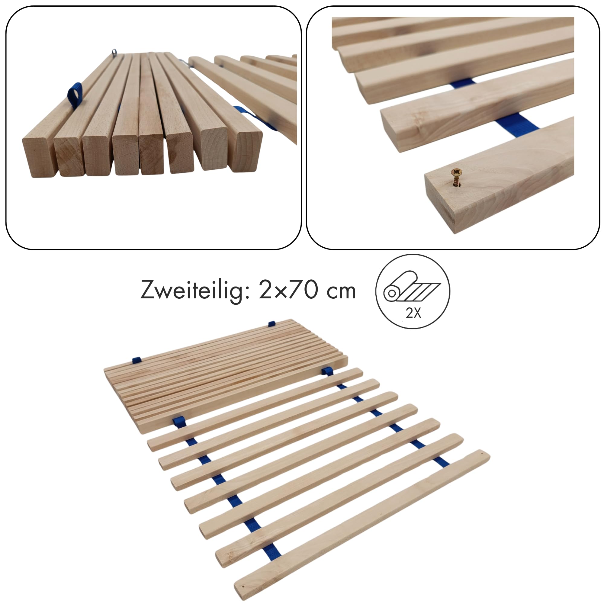 INNOVAHOME Premium Rollrost 140x200 - Zweiteiliger Buchenholz Lattenrost