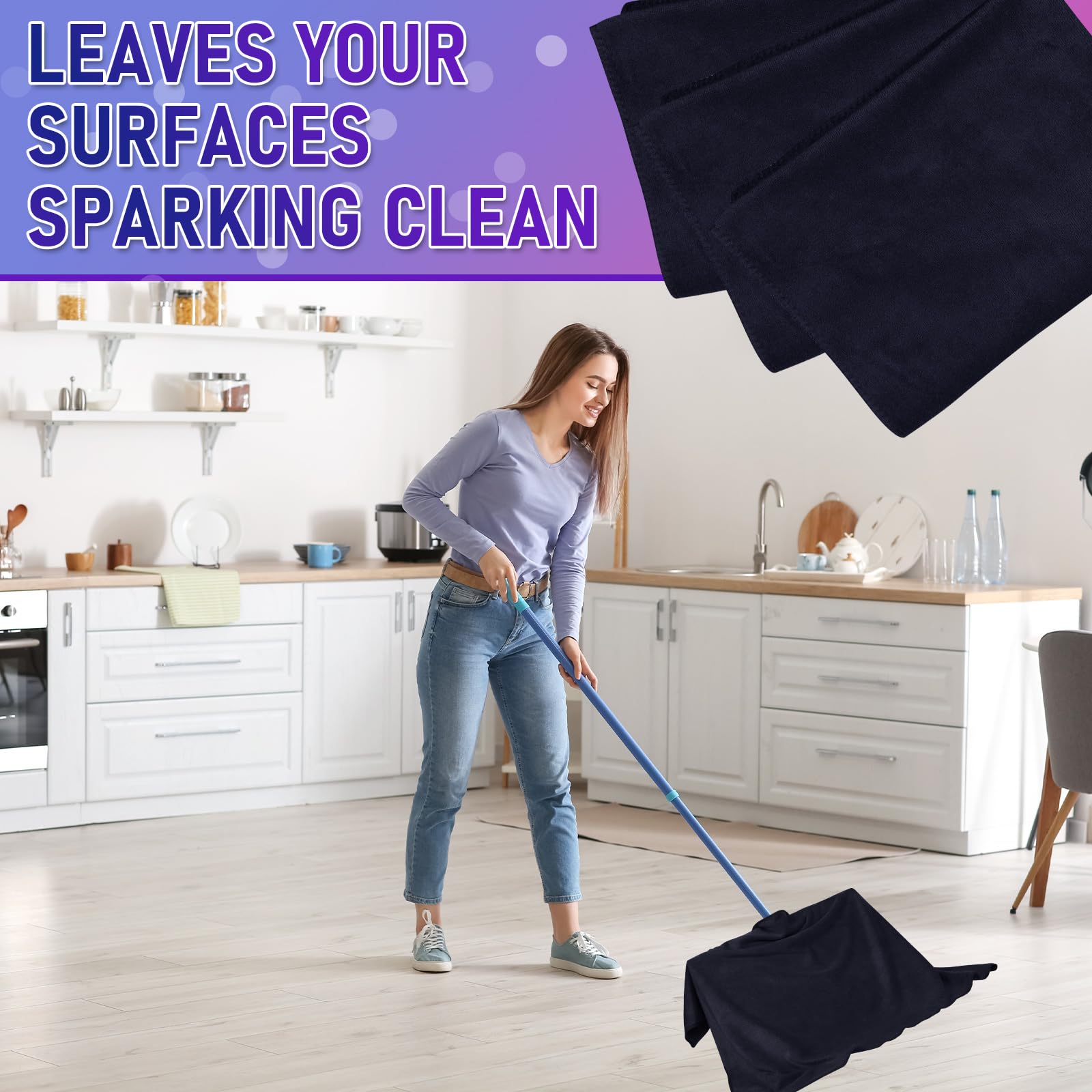 Hahafelt 12 paños de limpieza de microfibra extra grandes de 30 x 20 pulgadas, lavables, reutilizables, toallas de microfibra absorbentes para trapos de cocina, paños de limpieza de casa para baño