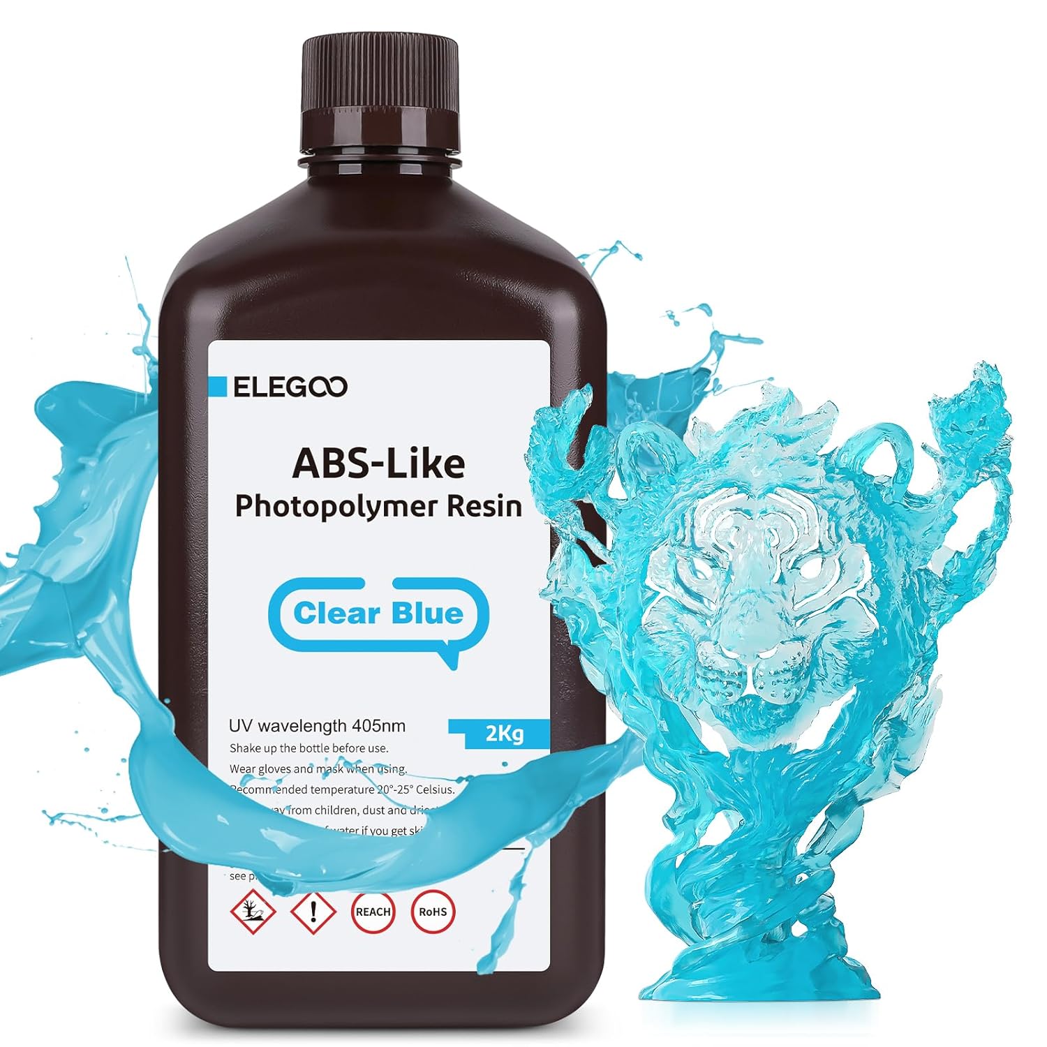 ELEGOO ABS-Like Resin Rapid UV Curing 405nm 2000G Clear Blue