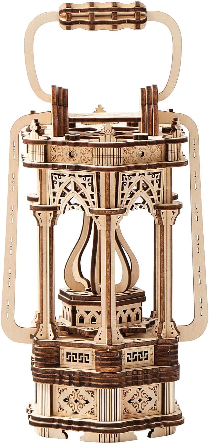 3D Wooden Puzzles for Adults 145pcs LED Light Vintage Lantern DIY Wooden Assembly Kit for Teens Home Decor