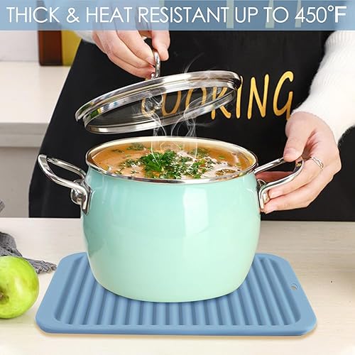 Vista 16 de Alfombrillas salvamanteles de silicona, soportes de silicona para ollas y sartenes calientes, tapetes resistentes al calor para mesas, encimeras