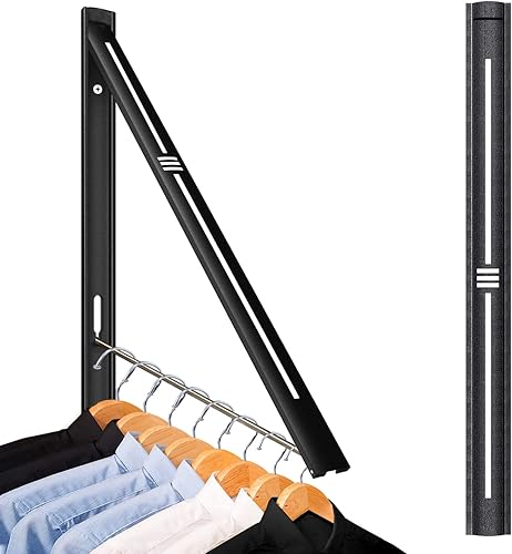 DarMeyFull Tendedero plegable para colgar ropa para montar en la pared, estante retráctil para colgar ropa, organización de la lavandería (aluminio,