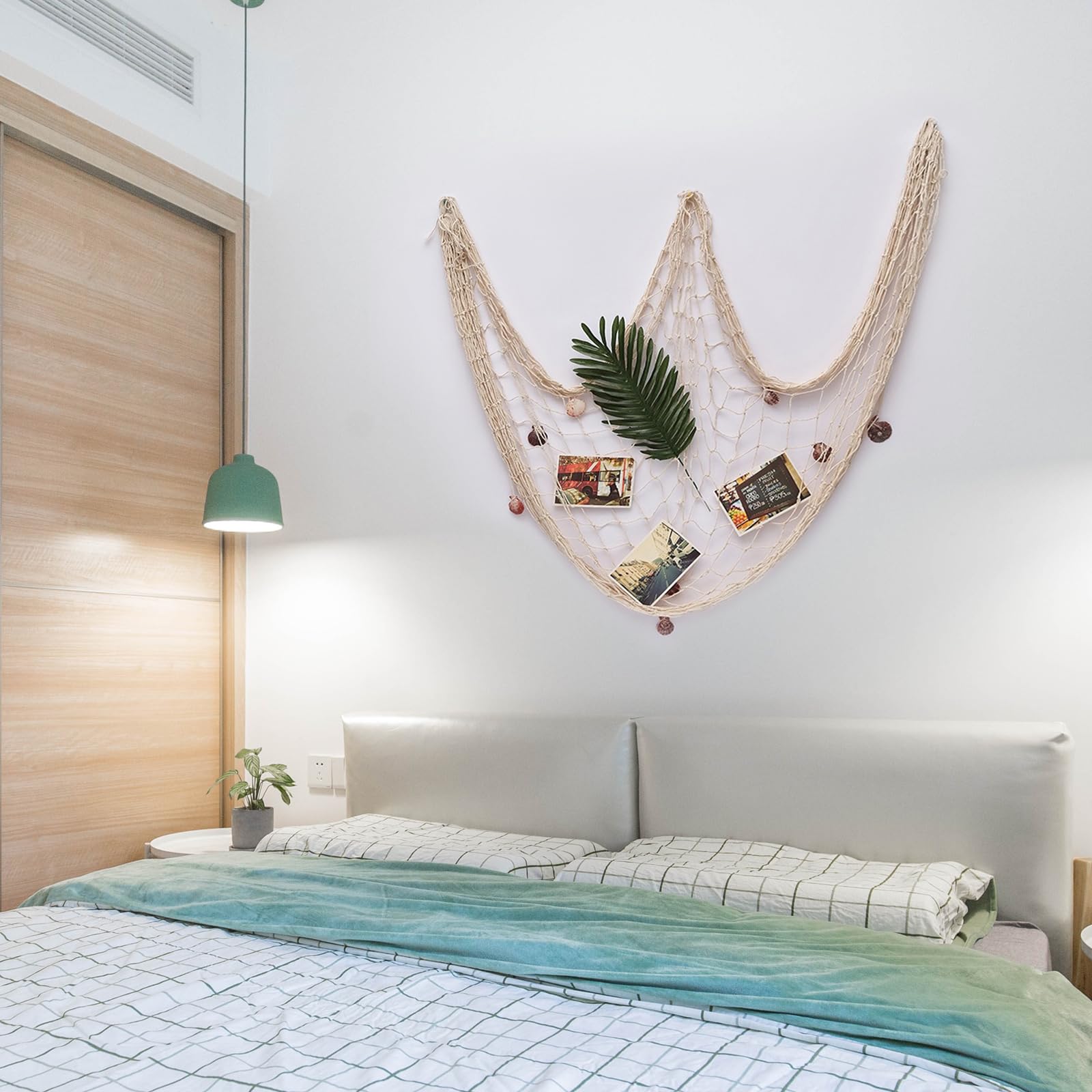 Filet De Pêche Décoratif En Coquillages - Dimensions 1,5x2 M, Avec 10 Clips Transparents, Style Méditerranéen Pour Mur, Fête, Photo