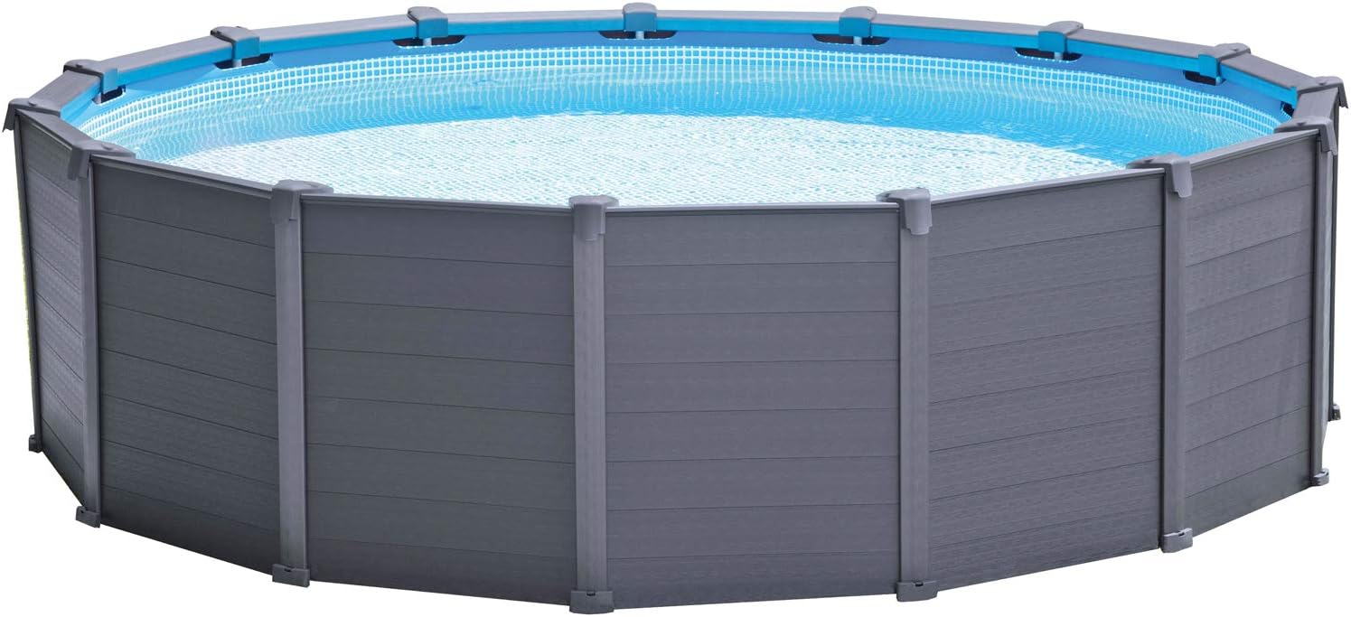 Intex Graphite Grey Panel Pool Set - Panel Wall Above Pool - Very Luxurious and Robust - Diameter 478 x 124 cm - Accessories Included