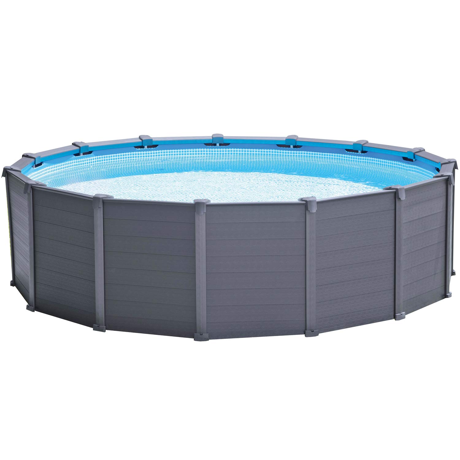 Intex 26384NP - Piscina Fuori Terra Graphite Gray Panel Rotonda, con Accessori, PVC, Grigio, 478x124 cm